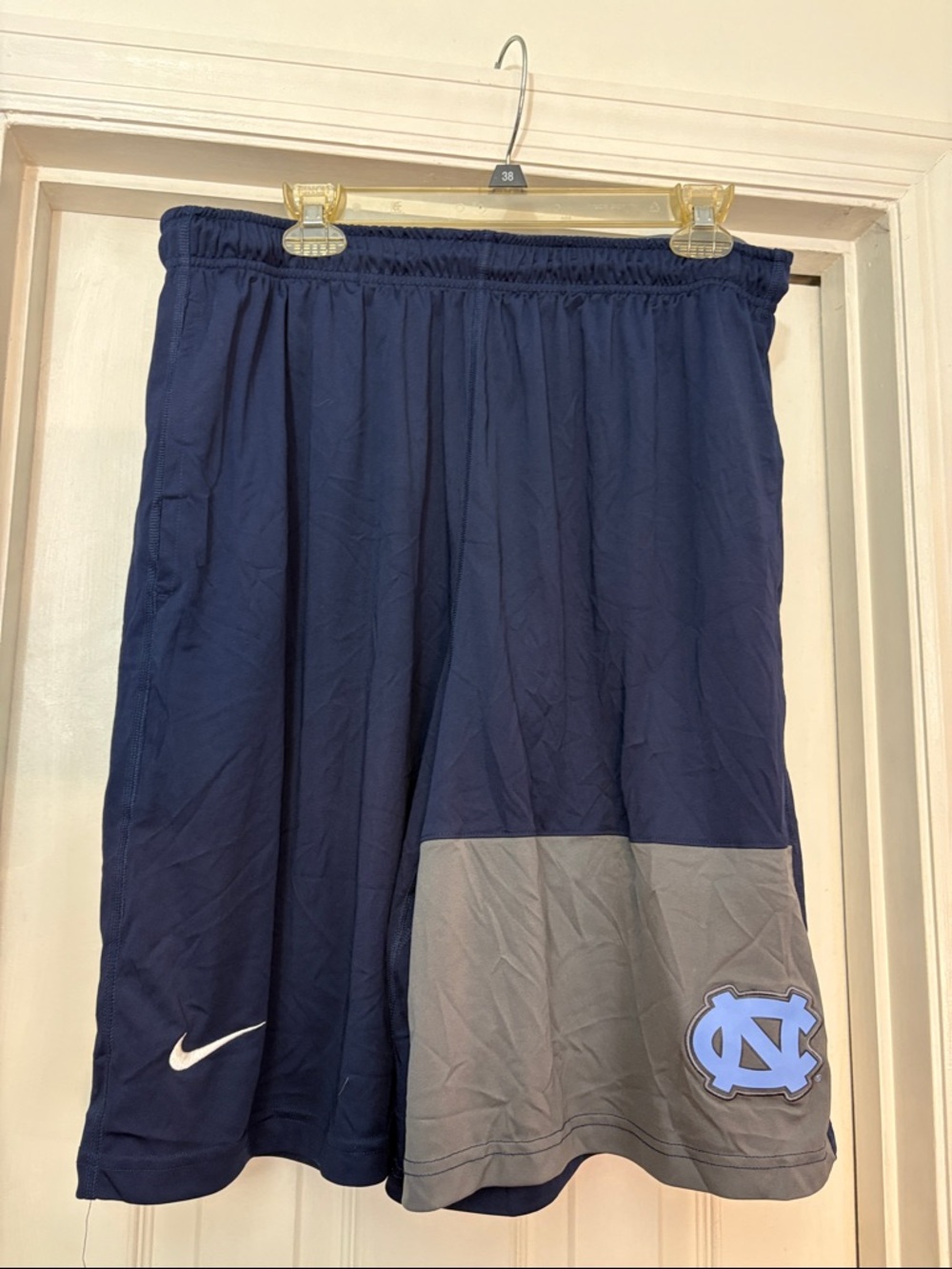 Nike Men’s Navy and Gray Athletic Shorts with UNC Logo